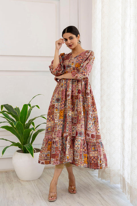 Women Multi Ethnic Printed Flared Dress