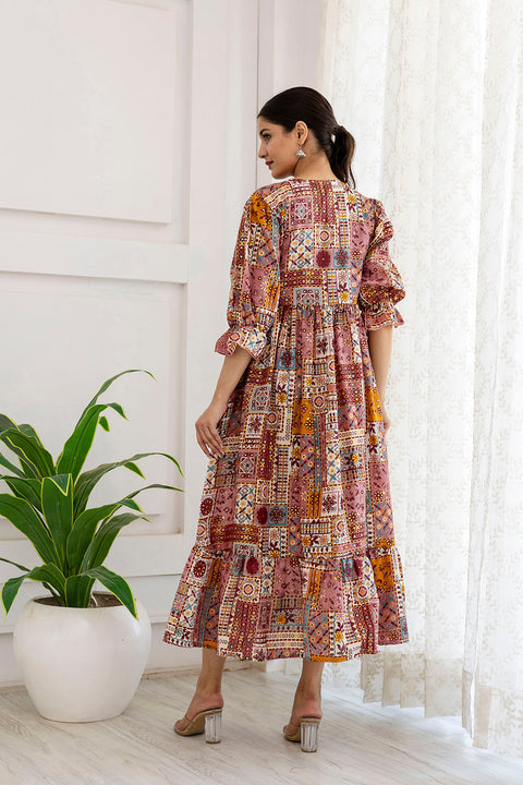 Women Multi Ethnic Printed Flared Dress