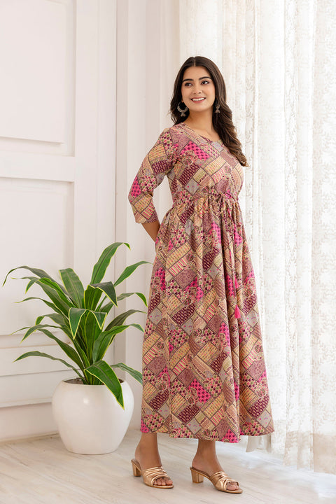 Women Multi Ethnic Printed Flared Dress