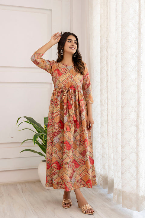 Women Multi Ethnic Printed Flared Dress