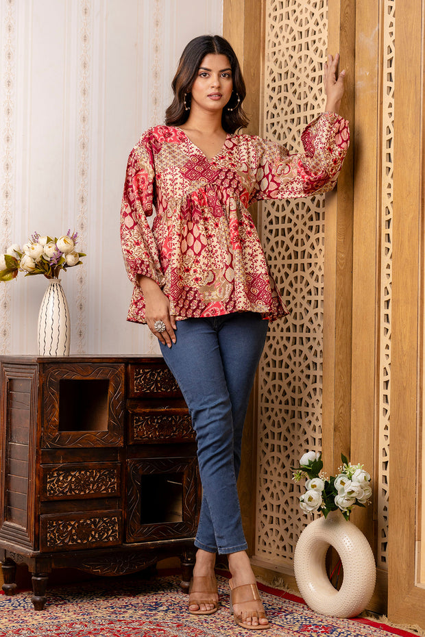 Women Multi Printed Peplum Tunic