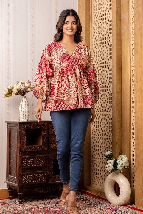 Women Multi Printed Peplum Tunic