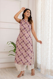 Women Multi Printed Straight Halter Neck Kurta