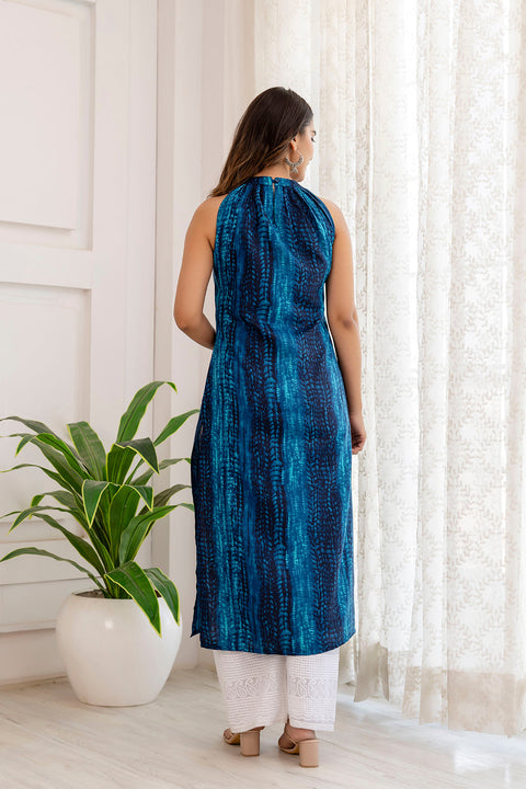 Women Blue Shibori Printed Straight Kurta