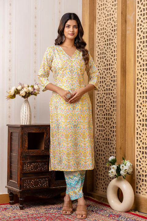 Women Multi Printed Straight Kurta With Trouser