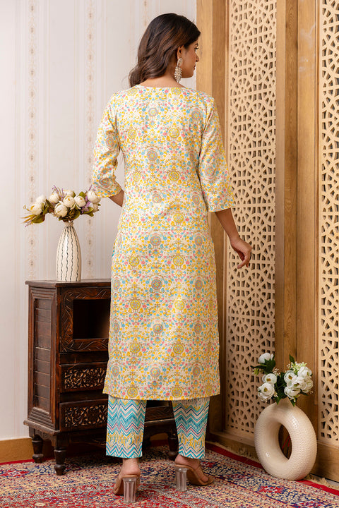 Women Multi Printed Straight Kurta With Trouser