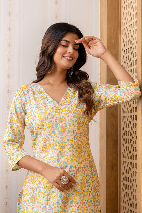 Women Multi Printed Straight Kurta With Trouser