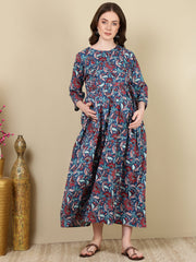 Women Multi Printed Flared Maternity Dress