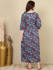 Women Multi Printed Flared Maternity Dress