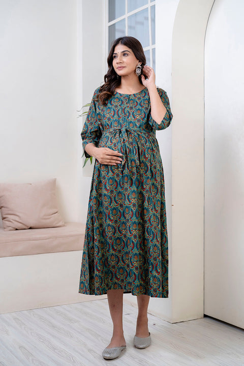 Multi Printed Maternity Dress For Women