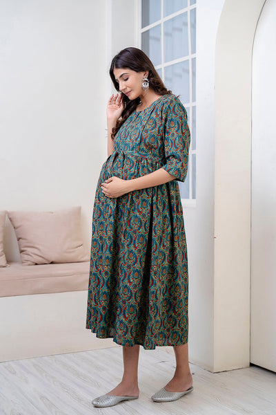 Multi Printed Maternity Dress For Women