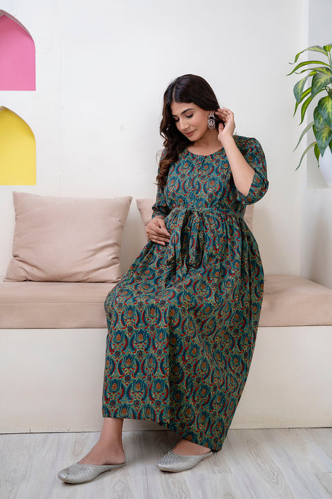 Multi Printed Maternity Dress For Women