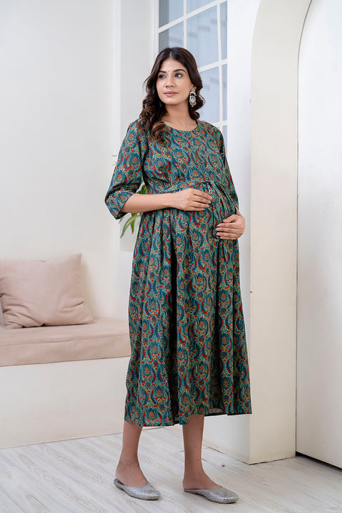 Multi Printed Maternity Dress For Women