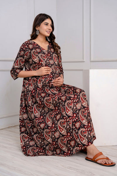 Nayo Black Maternity Dress For Women