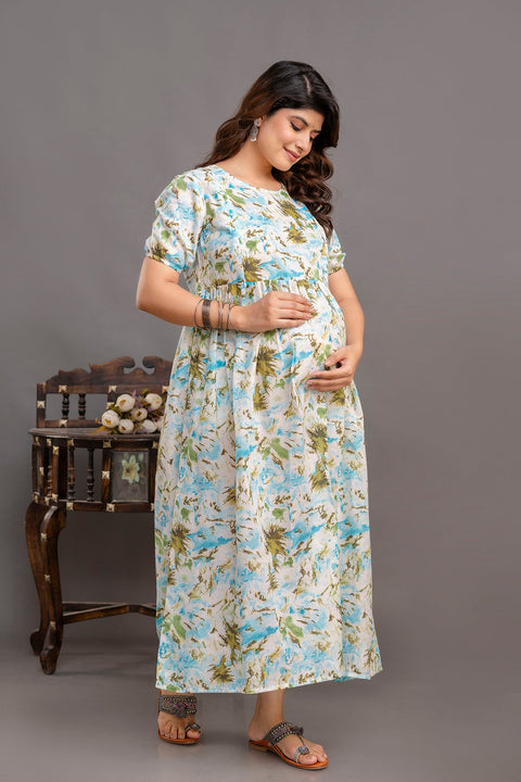 Nayo Off White Maternity Dress For Women