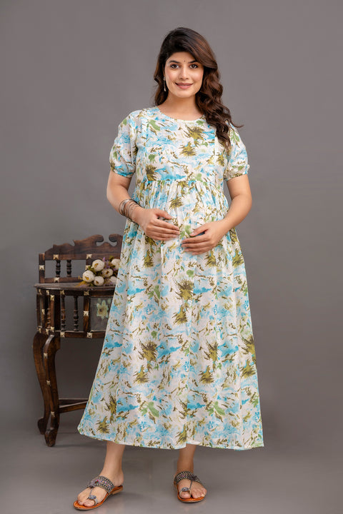 Nayo Off White Maternity Dress For Women