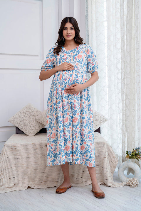 Nayo Off White Maternity Dress For Women