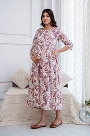 Nayo Off White Maternity Dress For Women