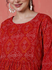 Nayo Red Printed Maternity Dress For Women