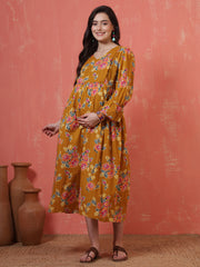 Women Floral Printed Flared Maternity Dress