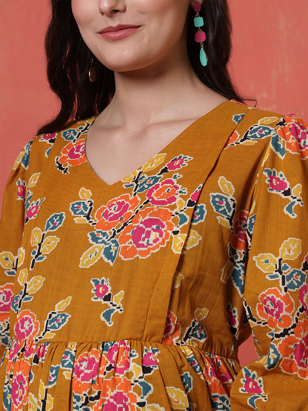 Women Floral Printed Flared Maternity Dress