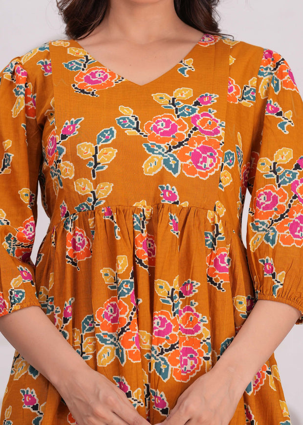 Women Floral Printed Flared Maternity Dress