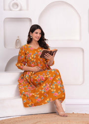 Women Floral Printed Flared Maternity Dress