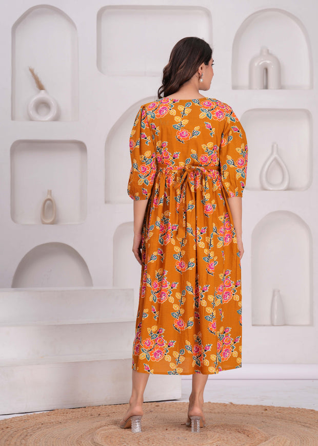 Women Floral Printed Flared Maternity Dress