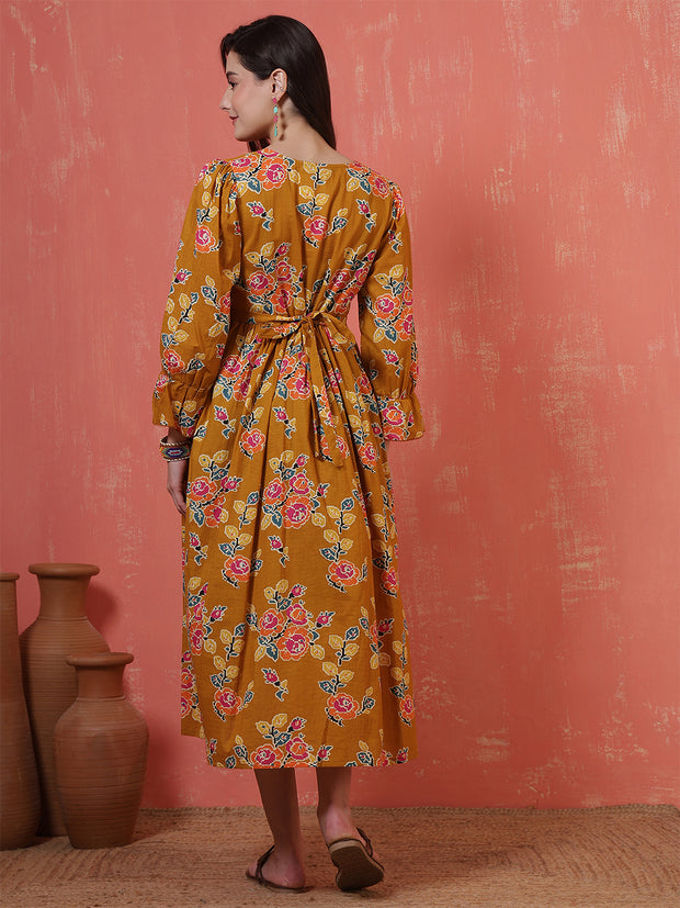 Women Floral Printed Flared Maternity Dress