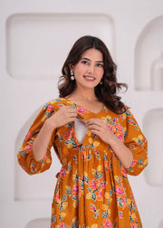 Women Floral Printed Flared Maternity Dress