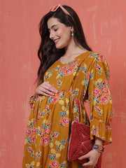 Women Floral Printed Flared Maternity Dress
