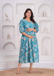Women Printed Flared Maternity Dress