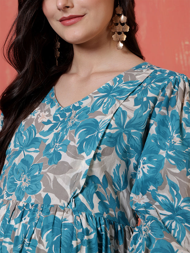Women Printed Flared Maternity Dress