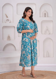 Women Printed Flared Maternity Dress