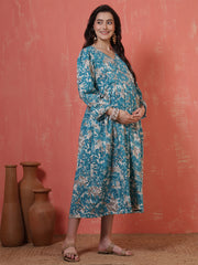 Women Printed Flared Maternity Dress
