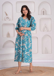 Women Printed Flared Maternity Dress