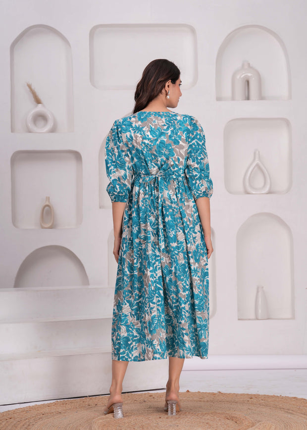 Women Printed Flared Maternity Dress