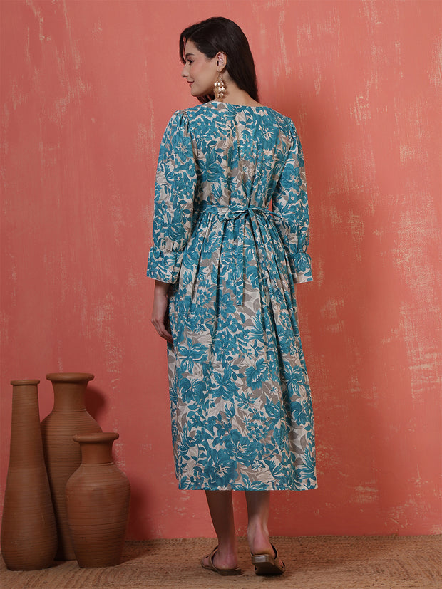 Women Printed Flared Maternity Dress