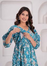 Women Printed Flared Maternity Dress
