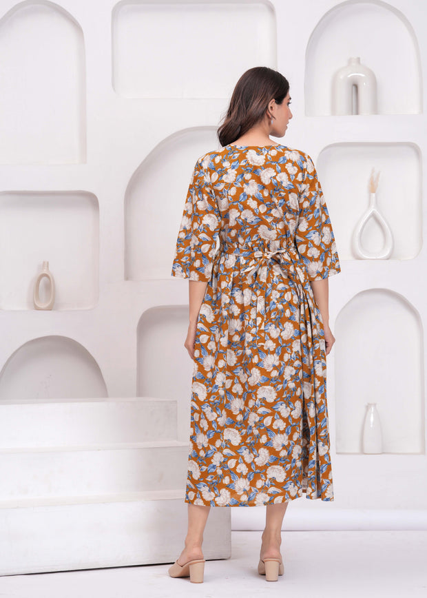 Women Floral Printed Flared Maternity Dress