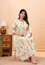 Floral Printed Flared Maternity Dress for Women