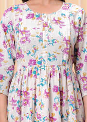 Floral Printed Flared Maternity Dress for Women