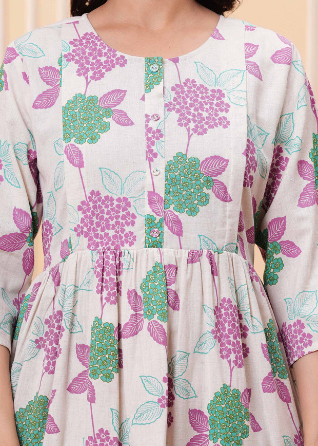Women Printed Flared Maternity Dress