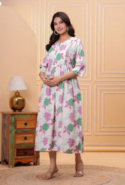 Women Printed Flared Maternity Dress