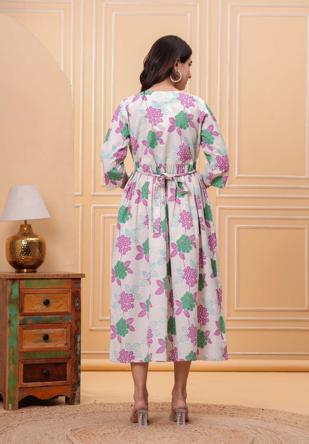Women Printed Flared Maternity Dress