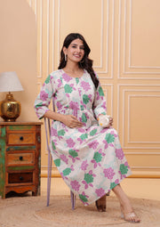 Women Printed Flared Maternity Dress
