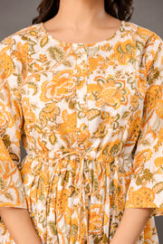 Yellow Printed Maternity Dress for Women