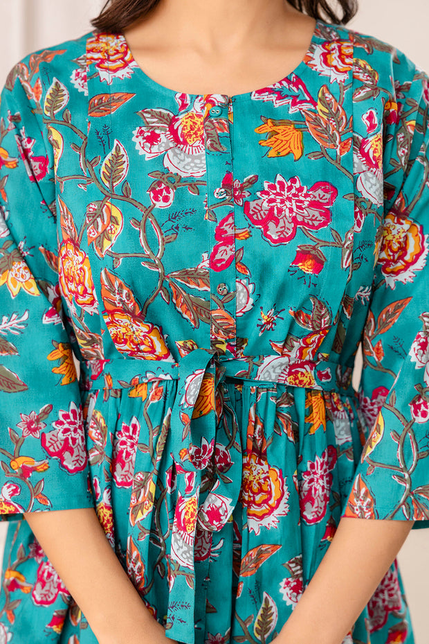 Floral Printed Maternity Dress fro Women