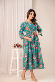 Floral Printed Maternity Dress fro Women