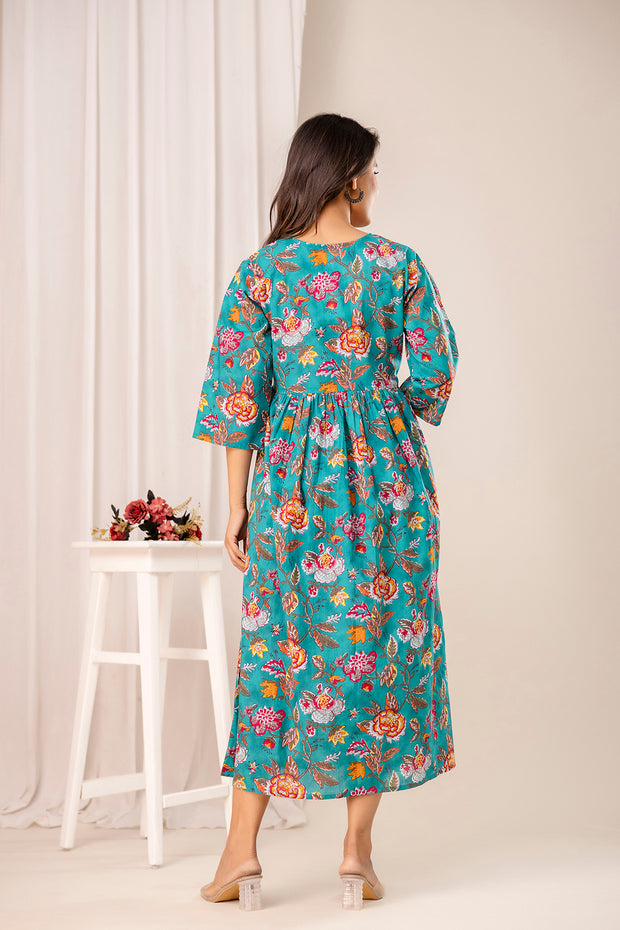 Floral Printed Maternity Dress fro Women